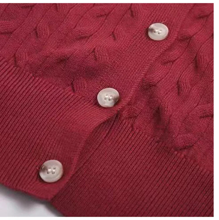 Women's Autumn And Winter Wool Sweater Version Loose Lazy Wind Short Girl Vintage Twist Button Sweater New Blouseo Female Tops