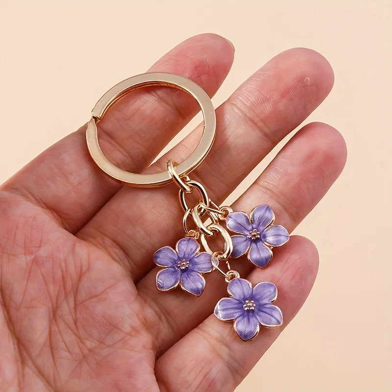 1pc Flower Charm Keychain Customizable Key Ring Bag Accessory Car Pendant Phone Ornament