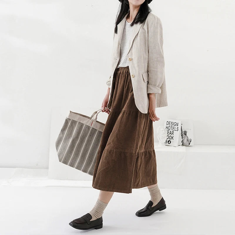 100% Linen Women Blazer Casual Notched Collar Long Sleeve Singgle Breasted Office Lady Outerwear Stylish Tops Retro Coat Viralgem Store