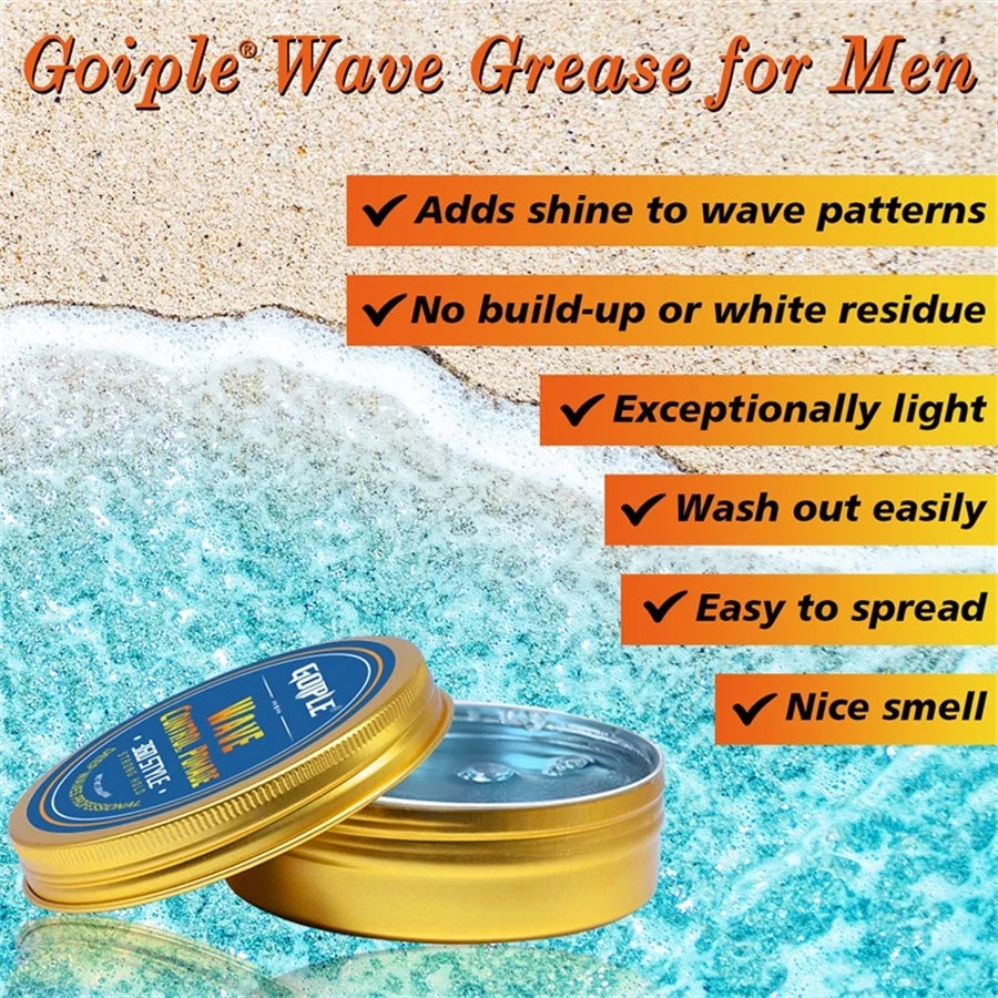 Wave shampoo Kit for Men Anti-frizz Wax Cream Layered Styling Hair Pomade Deep Clean Care Product with Hair Brush and Pirate Hat Viralgem Store