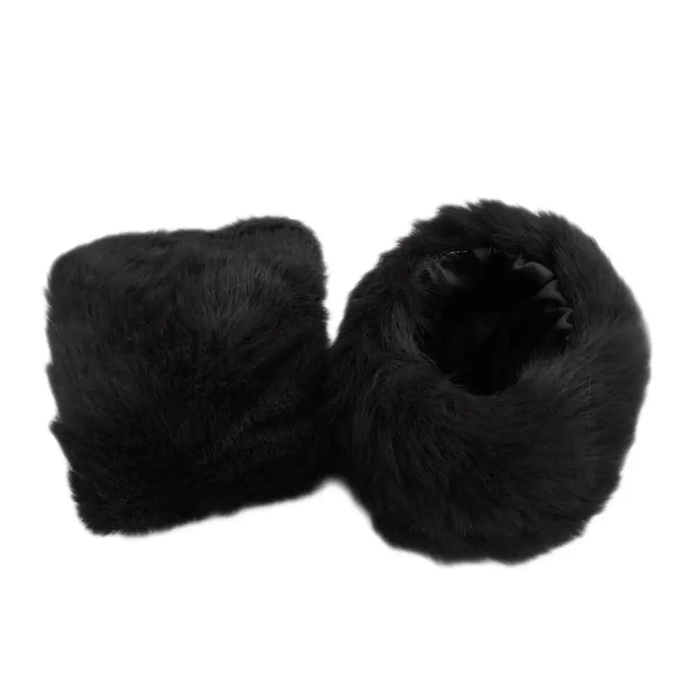 Women Fashion Winter Warm Faux Fur Elastic Wrist Slap On Cuffs Ladies Solid Color Arm Warmer Plush Wrist Protector Viralgem Store