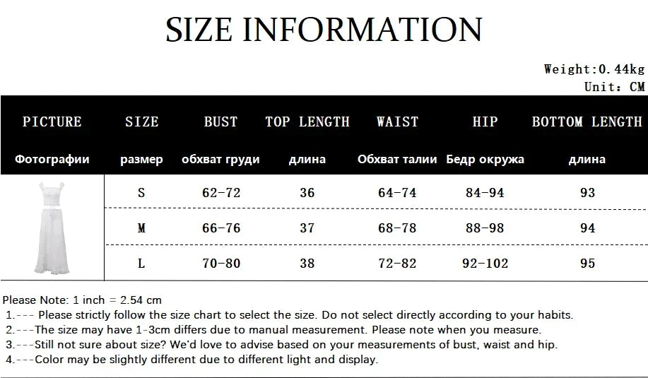 2 Piece Sets Lace Patchwork Beach Holiday Matching Set Outfits Sexy Summer Women Square Neck Crop Top and Long Skirt