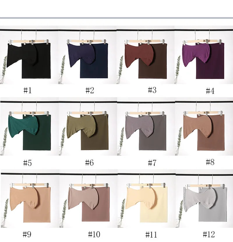 2pcs/set Solid Color Chiffon Hijab Thin Breathable Turban Long Head Scarf With Neck Base Hat For Women Casual Outdoor Viralgem Store