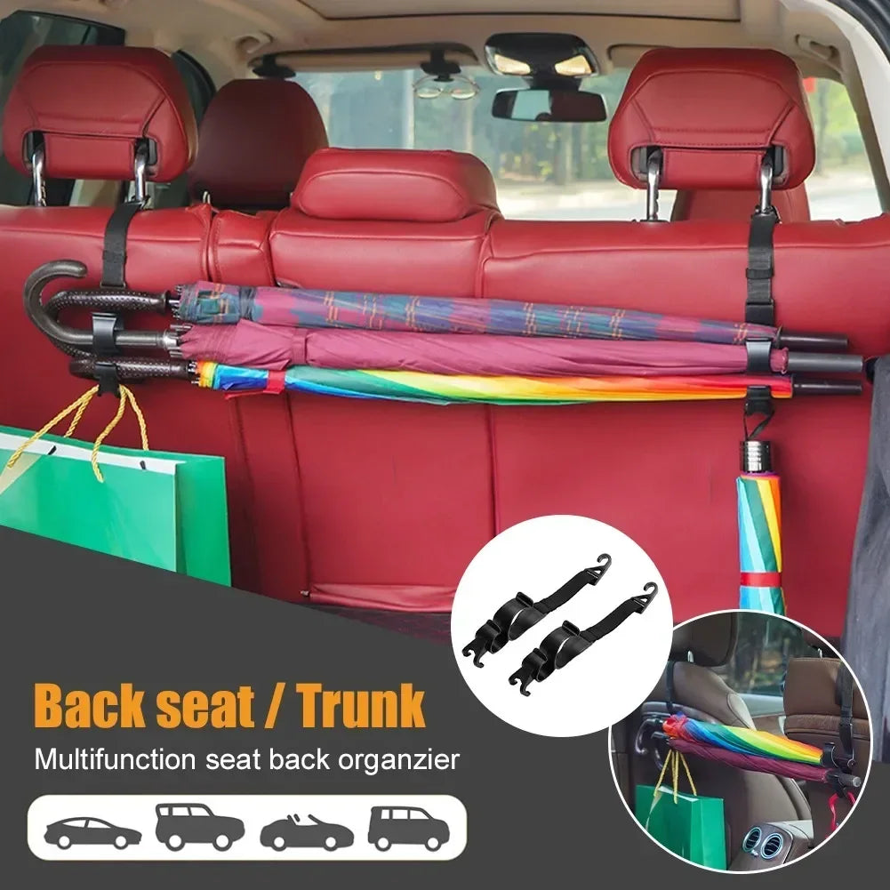 2pcs Car Trunk Storage Hook For Bag Umbrella Fishing Rod Holder Universal Seat Back Organizer Bracket Interior Stowing Tidying