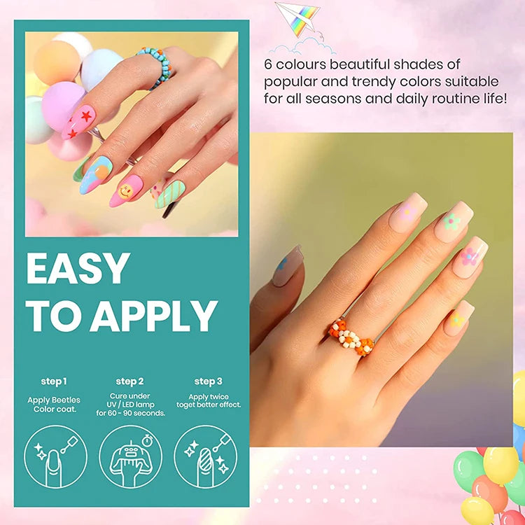 YOKEFELLOW  Pastel Gel Nail Polish Set 6 Colors Spring Summer Macaron Gel Nail Kit Soak Off Nail Art DIY Manicure Gift for Girl Viralgem Store