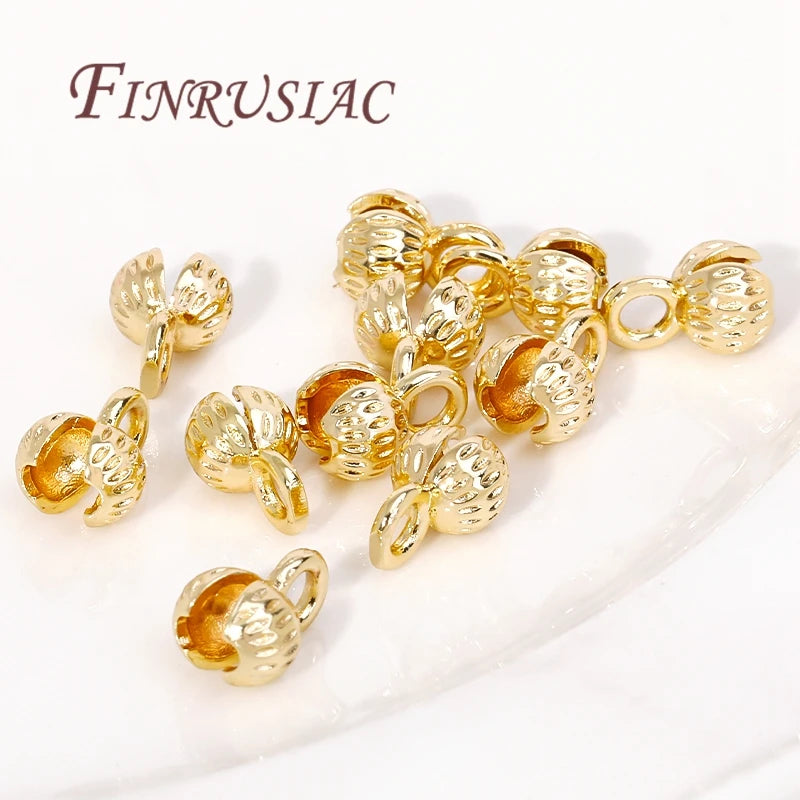4/5.5MM Brass Cord Ends 18K Gold Plated Clam Shell Bead Tip Ball Chain Crimp Findings For DIY Beading Jewellery Making Supplies