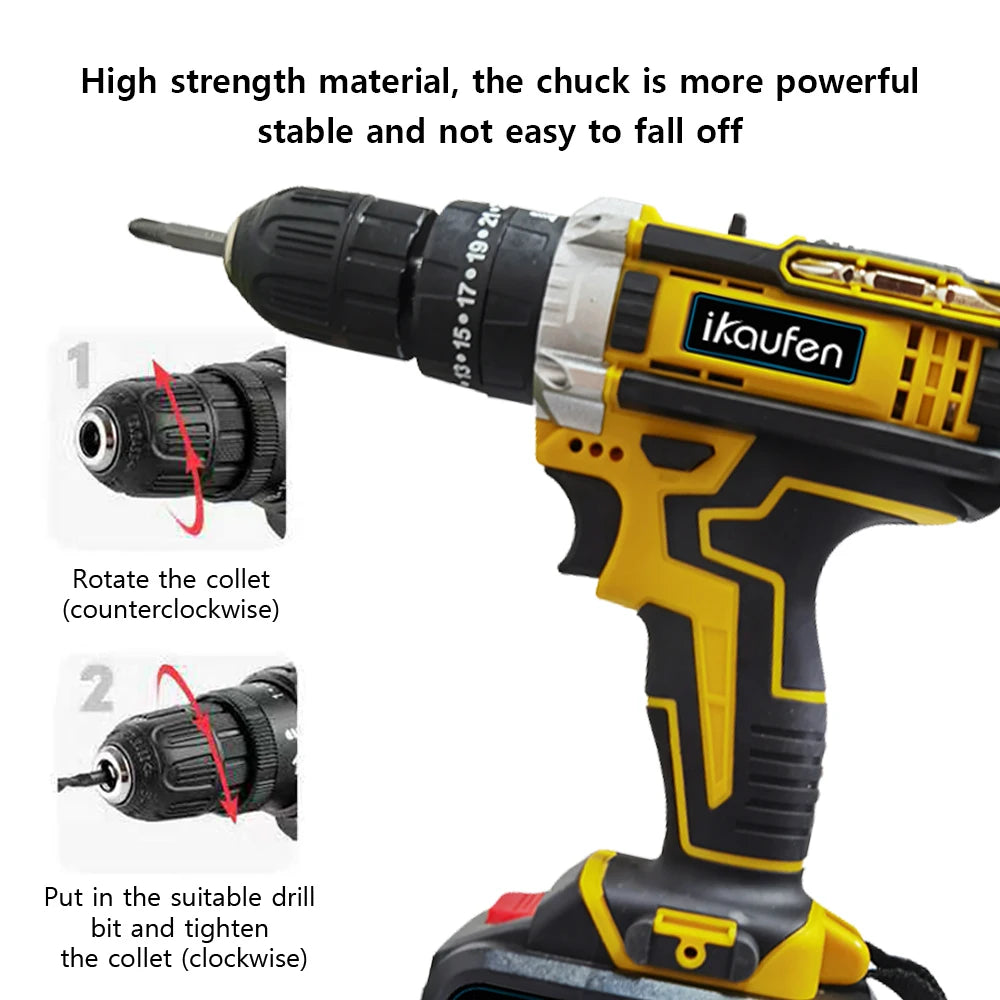 21V Cordless Drill Electric Screwdriver Mini Wireless Power Driver Lithium-Ion Battery Home DIY Cordless Drill Set