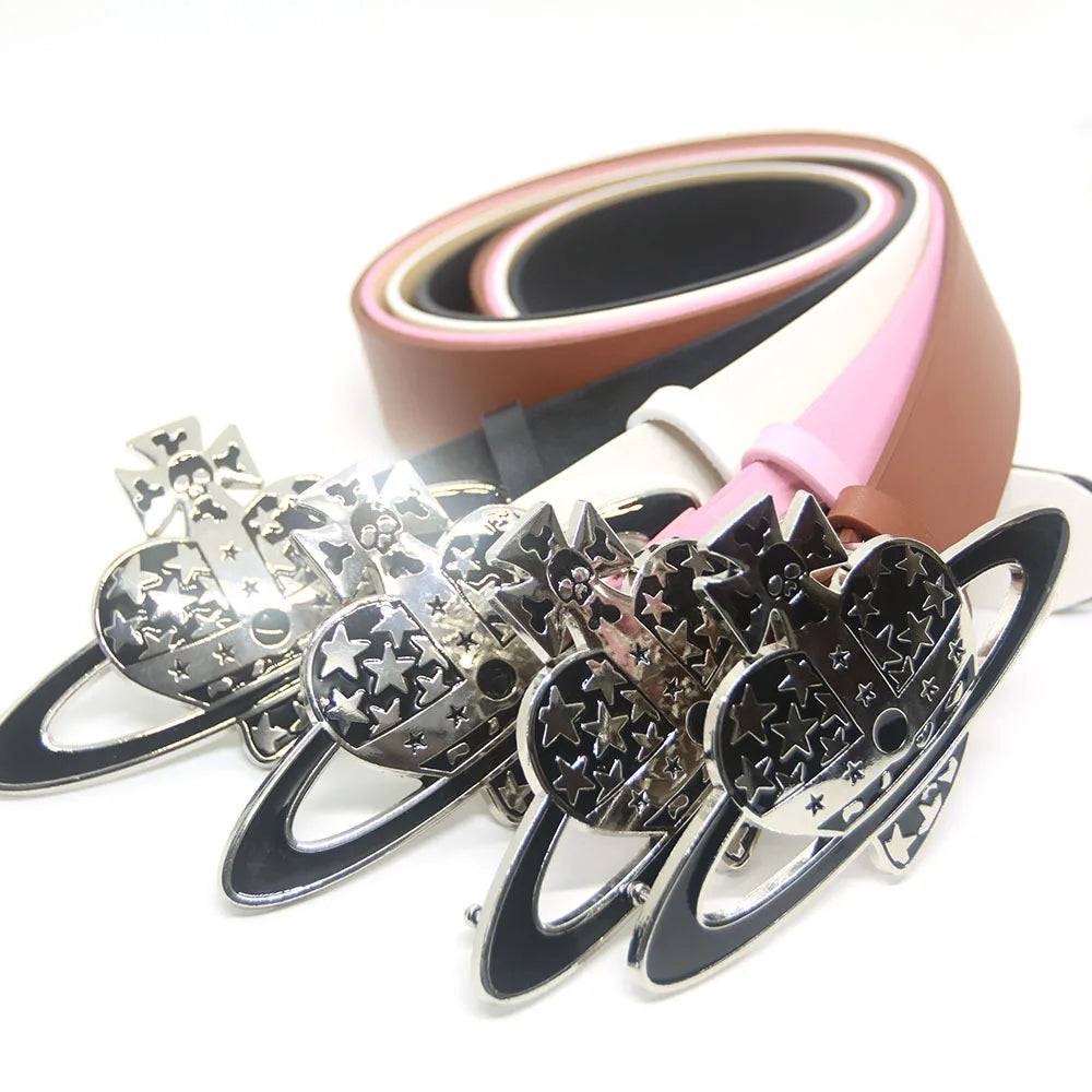 Temperament Women's Belt New Irregular Shape Gold Button Head Elegant Daily Versatile Casual Jeans Business Women's Belt