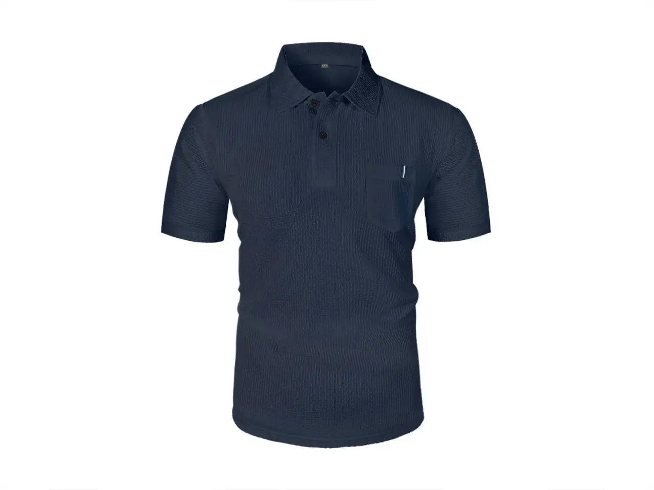Summer ice silk lapel pocket POLO shirt, men's short-sleeved T-shirt, men's clothing top