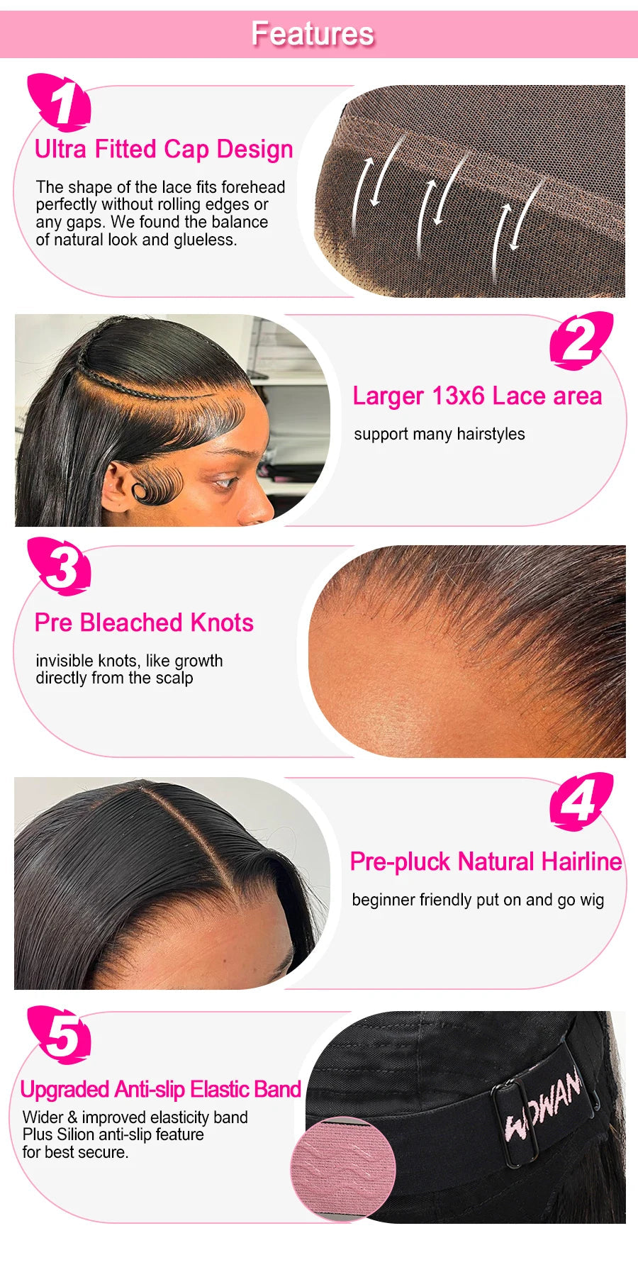 WowAngel 250% Upgraded 13x6 HD Lace Full Frontal Wigs Glueless Straight Human Hair Wigs Pre Plucked Natural Scalp Brazilian Hair Viralgem Store