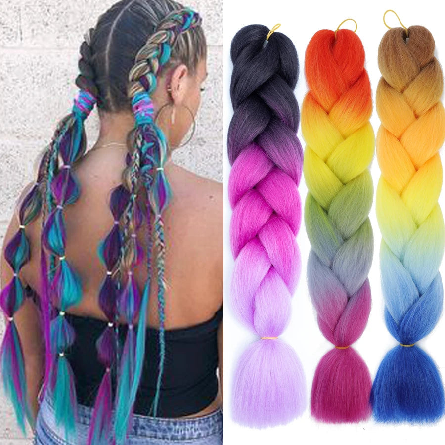Super Long 165G 200cm Hair Synthetic Jumbo Braiding Hair Extension Heat Resistant Fiber African Ombre Jumbo Braid Hair Women Viralgem Store