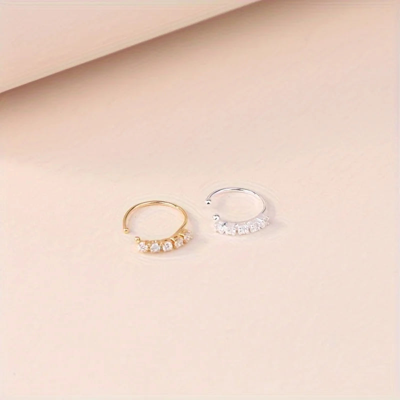 1pc Cubic Zirconia Decor Nose Ring Copper Popular Piercing Body Jewelry Gift For Women & Men Copper Jewelry