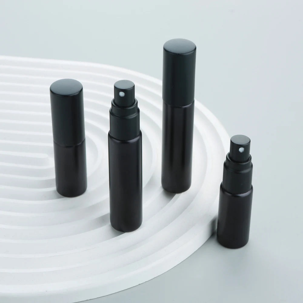 50/100Pcs 5ml 10ml Matte black spray bottle Atomizer Empty Perfume Sample Bottles Custom LOGO Pay Extra