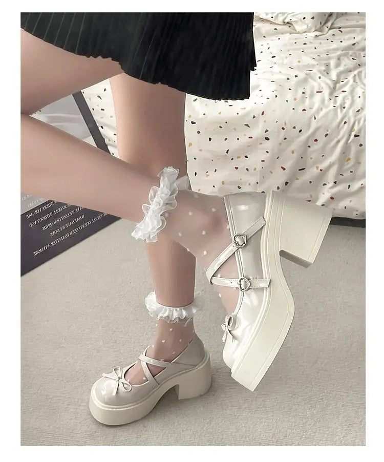Women's Spring Round Toe Pumps Chunky Heel Mary Janes Shoes Platform Shoes for Women Dress Students Women's Lolita Heeled Shoes Viralgem Store