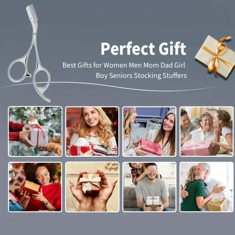 Stainless Steel Eyebrow Trimmer Scissors & Comb Set - Precision Grooming Tool for Men and Women - Effortless Hair Removal Viralgem Store