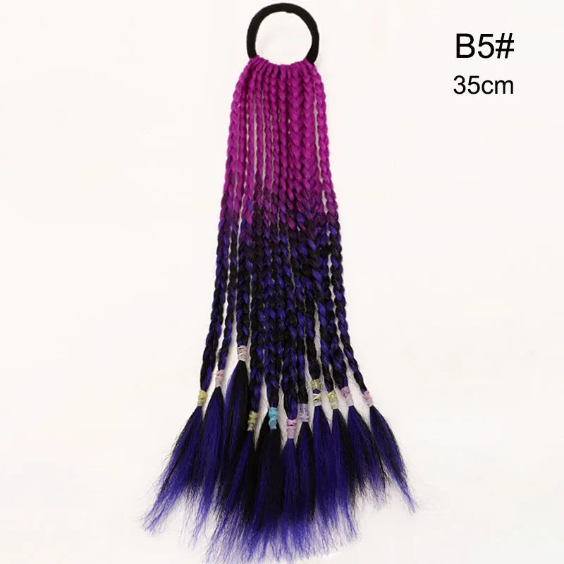 35cm Girl Thicker Wig Ponytail Hair Ropes Kids Twist Braid Rope Headdress Hair Braider Elastic Hair Band Rubber Hair Accessories Viralgem Store