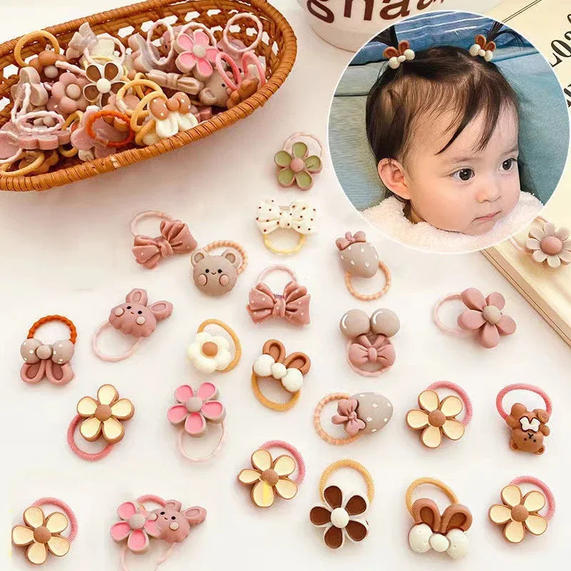 10/20/30/40/50Pcs Lot cute cartoon Bear Bunny Girl Elastic Rubber Band Headdress baby children hair accessories Viralgem Store