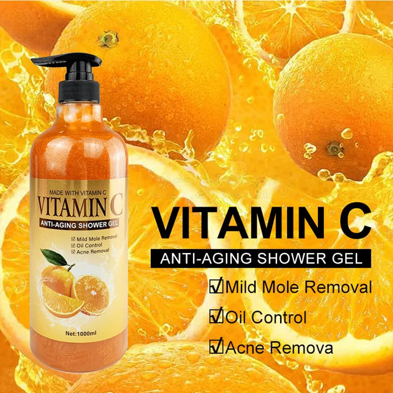 1000ml Vitamin C Body Lotion Anti-aging Shower Gel AHA and Arbutin Beauty Skin Body Wash for Dropshipping Viralgem Store