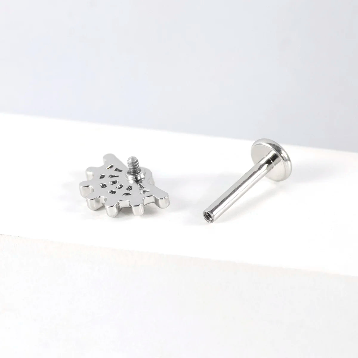 1pc Stainless Steel Rhinestone Lip Stud Crescent Pendant Cross Spider Fan Cartilage flat back Ear Stud Tragus Piercing Earrings