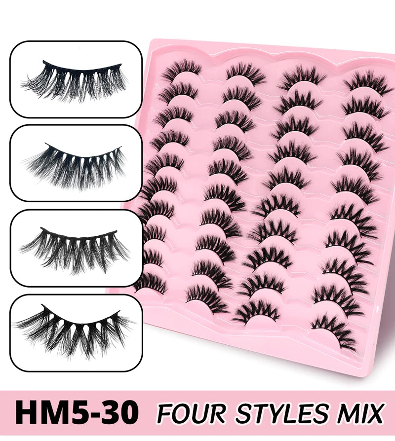 2 Style 20 Pairs Eyelash 3D Natural Mink False Eyelashes Makeup Fake Eye Lashes Faux Cilios Make Up Beauty Tools Wholesale