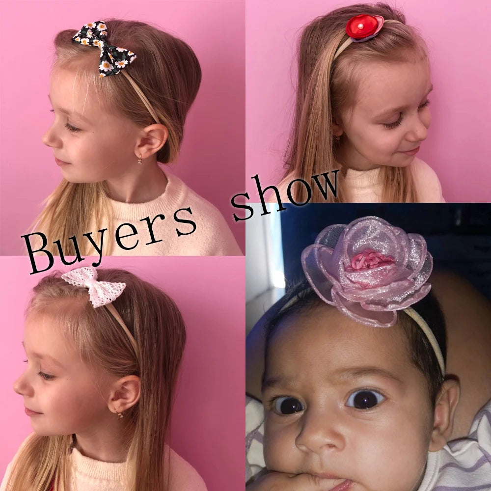5Pcs/Set Baby Flower Bows Headband for Girls Children Elastic Hair Bands New Born Hairband Soft Toddler Cute Hair Accessories