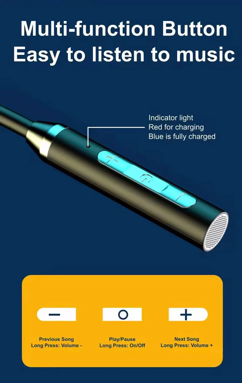 Wireless Bluetooth Earphones Neckband Headphones Gaming Stereo Sports Headset Halter Waterproof Magnetic Earbud with LED Display Viralgem Store