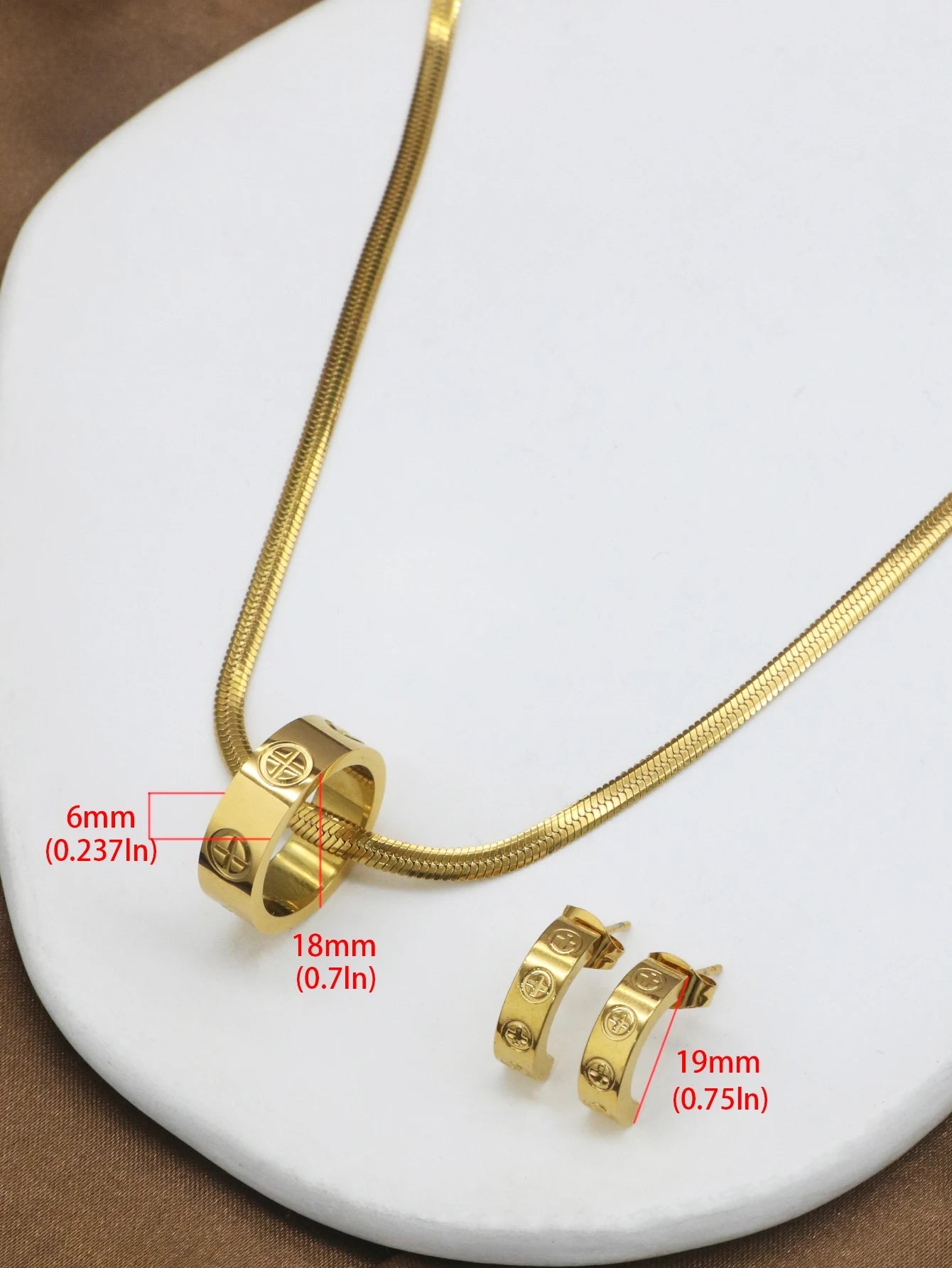 1 set/3pcs Fashion Design Couple Earrings Necklace Set For Women Men Stainless Steel Luxury Cute Jewelry Sets Viralgem Store