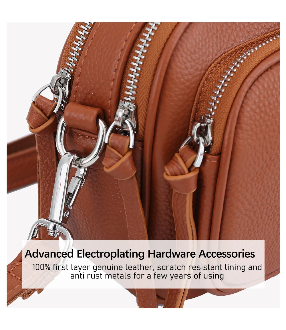 Zency Designer Women Shoulder Bag Genuine Cowhide Leather Handbag Zipper Pockets Large Capacity Female Crossbody Bag White Viralgem Store