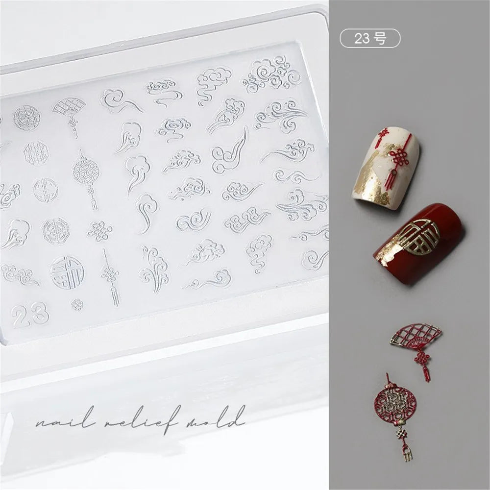 1pc Sweater Knitting Lace 3D Acrylic Mold Nail Art Decoration Nails DIY Design Silicone  Nail Art Template Nail  Mold