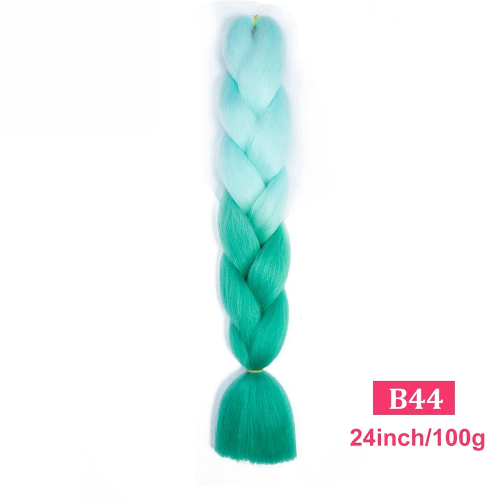 24inch Synthetic Long Braiding Hair Pre Strethced Colorful Ombre Brown Blonde Crochet Jumbo Braids Hair Extensions For Women