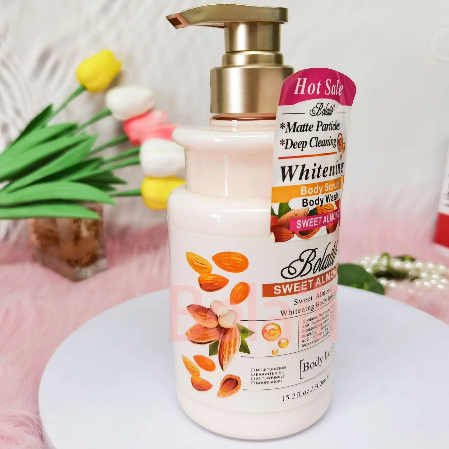 15.2fl.oz/500ml Sweet Almond 14 Days Magic Whitening Face Body Lotion Skin Moisturizing Cream