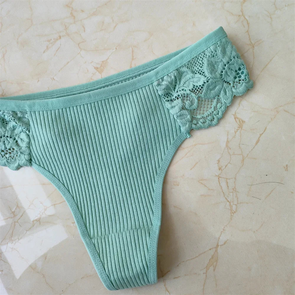 3Pcs/Set Women Thread Cotton Lace Thong Panties Pack Sports Ladies Seamless G Strings Cozy Lingerie Tanga Panty Viralgem Store