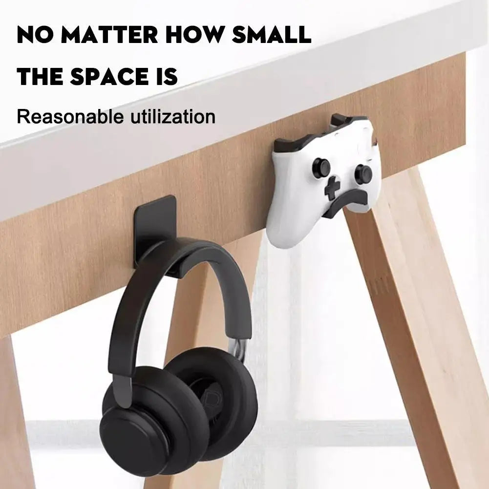 Universal Wall Mounted Headphone Stand Gaming Controller Holder Headset Display Rack Under Desk Hanger Hook For Earphone 1pc