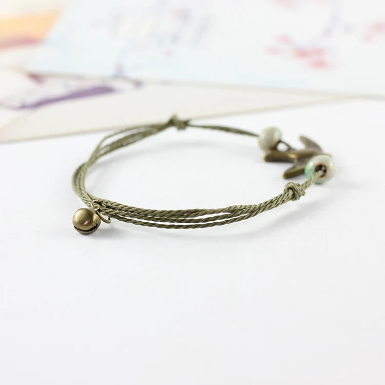 Traditional Boondoggle Hand Woven Colored Glaze Ceramic Bracelets Beads Folk Style Women's Fashion Jewelry Dropshipping #1506