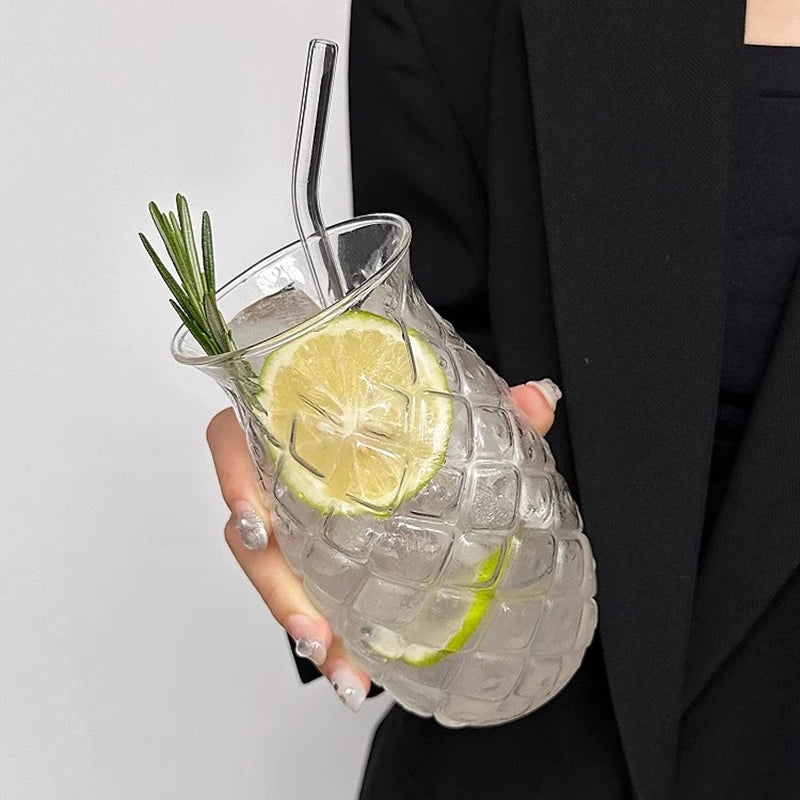 250ml-865ml INS Glass Cup Pineapple Shape Coffee Mug Transparent Cocktail Bar Beverages Soda Water Juice Mugs Cup Drinkware Viralgem Store