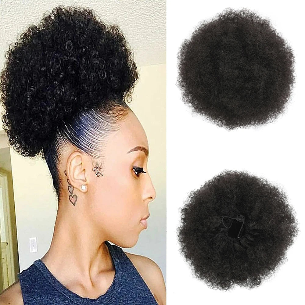 Synthetic Large Afro Puff Drawstring Ponytail Kinky Curly Bun HairPiece African American Clip in Updo Extensions for Black Women Viralgem Store