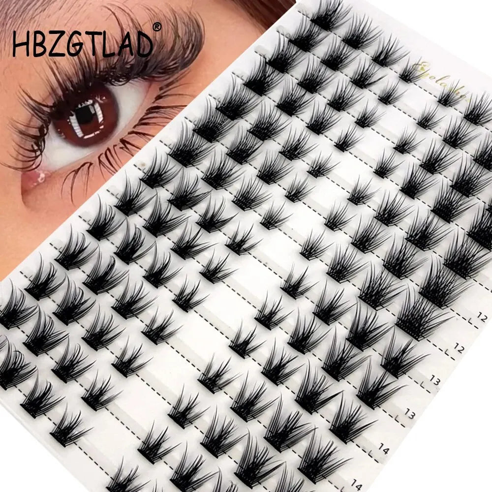 14rows Individual 3D Fluffy False Eyelashes Single Cluster Eyelash Extension Segmented Natural Mink Fox Eye Effect Makeup Lashes