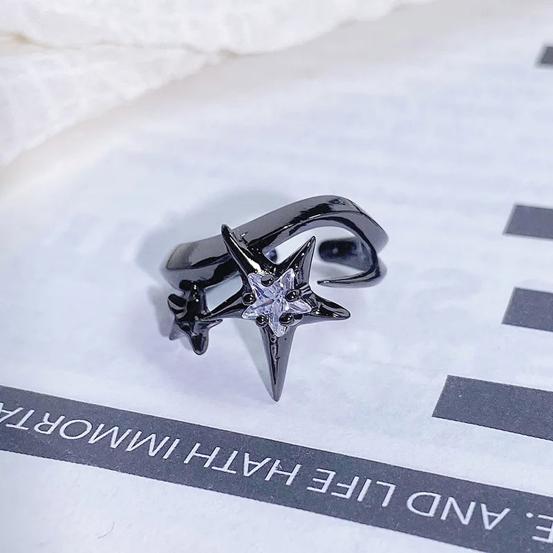 2025 Dark Gothic Irregular Zircon Adjustable Unisex Ring