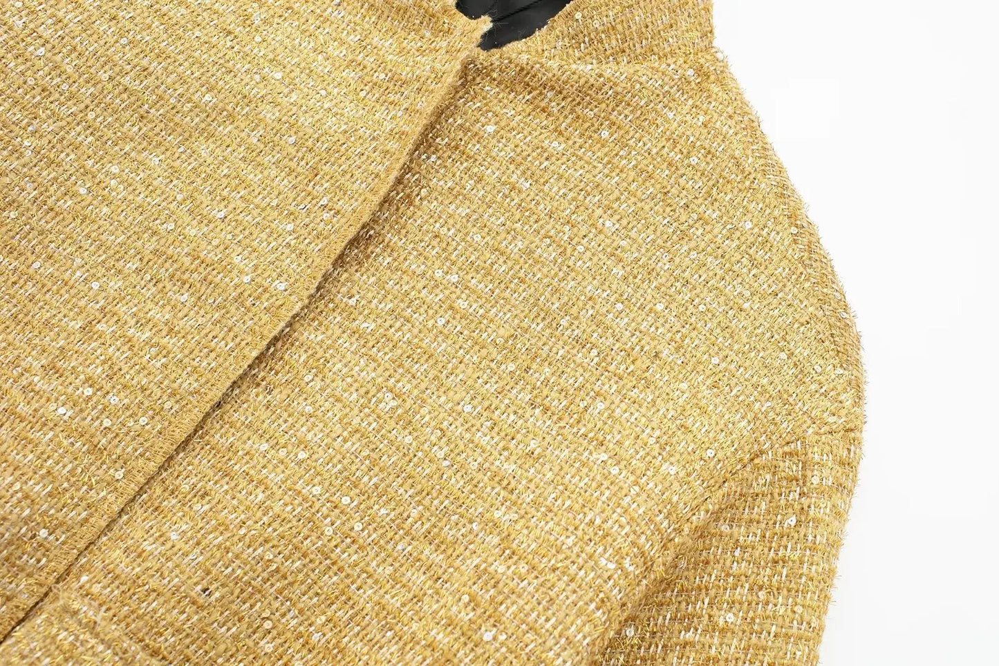 TRAFZA Women Trend Gold Sequin Decoration Loose Short Jacket Woman New Fashion Coat Versatile Warm Chic And Elegant Female Coats Viralgem Store