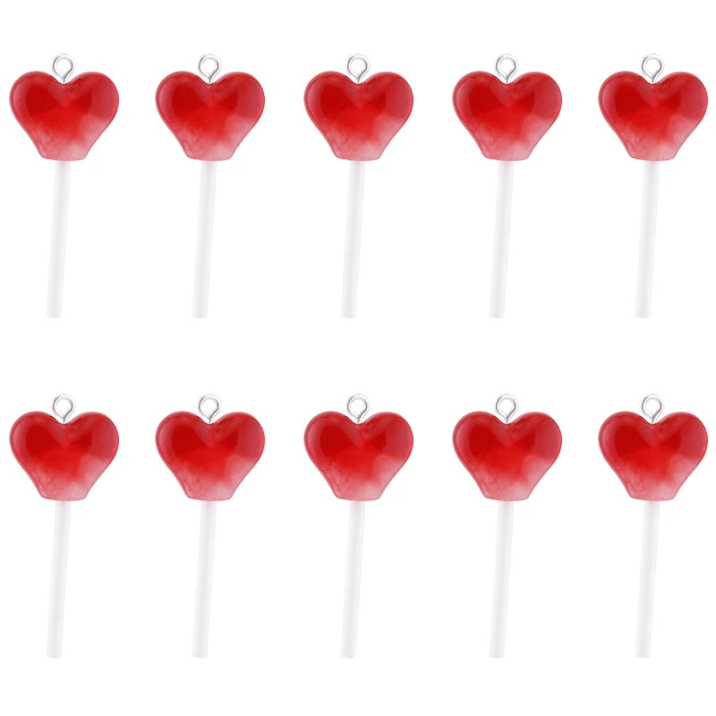 10Pcs Sugar Candy lollipop Resin Charms Diy Findings Kawaii 3D Keychain Earring Pendant Charms For Jewelry Making Suppplies