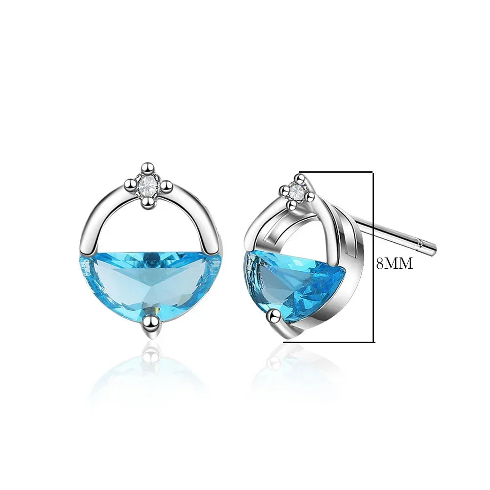 925 Sterling Silver Blue Crystal Elegant Jewelry Sets For Women Wedding Earrings Necklaces Accessories Viralgem Store