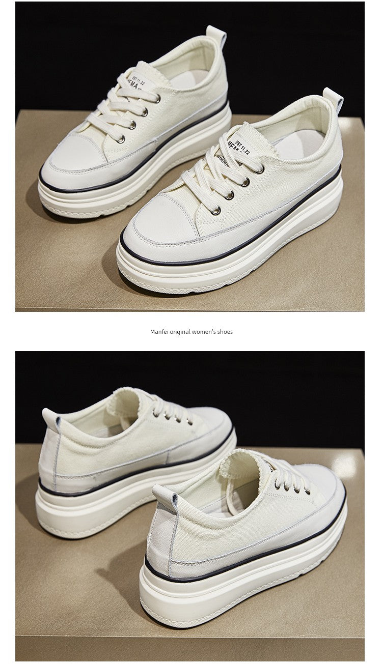 White Shoes Thick Sole Elevator Wild Best Selling Canvas Shoes