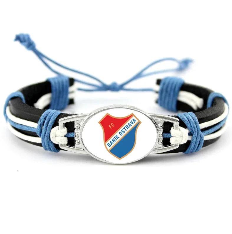 1PC Czech Republic  AC Sparta Praha Fotbal Charms Genuine Leather Bracelet Bangles Hand Braided Jewelry Dropshipping