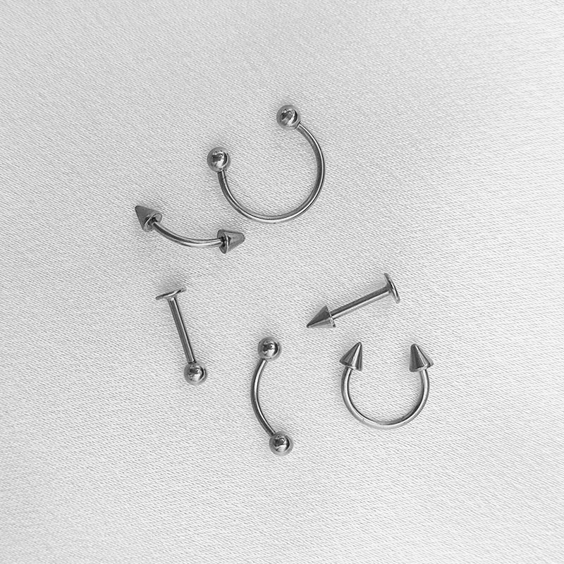 12PC Titanium Tragus Piercing Nose Earring Septum Labret Lip Ring Cartilage Industrial Tongue Barbells Eyebrow Body Jewelry