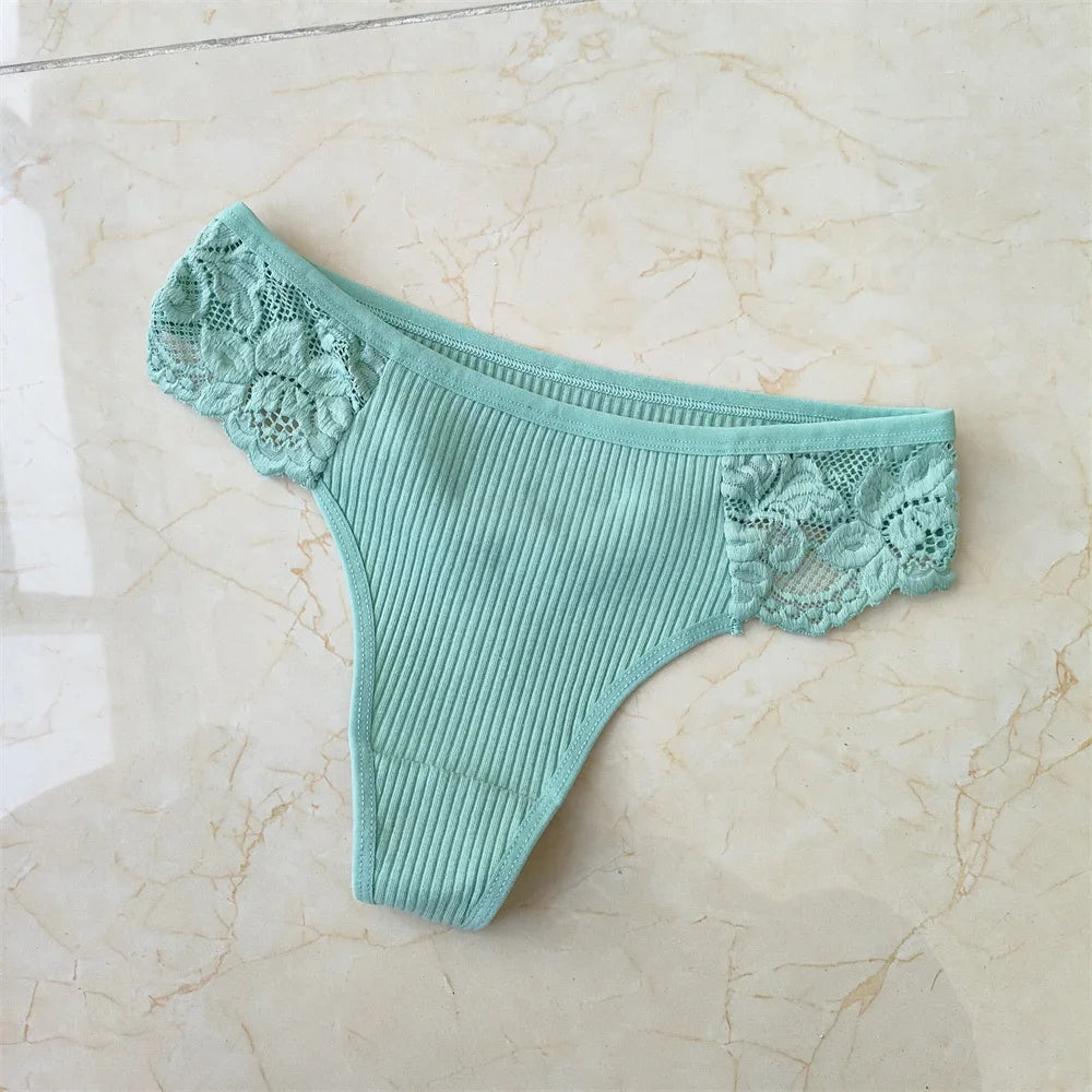 3Pcs/Set Women Thread Cotton Lace Thong Panties Pack Sports Ladies Seamless G Strings Cozy Lingerie Tanga Panty Viralgem Store