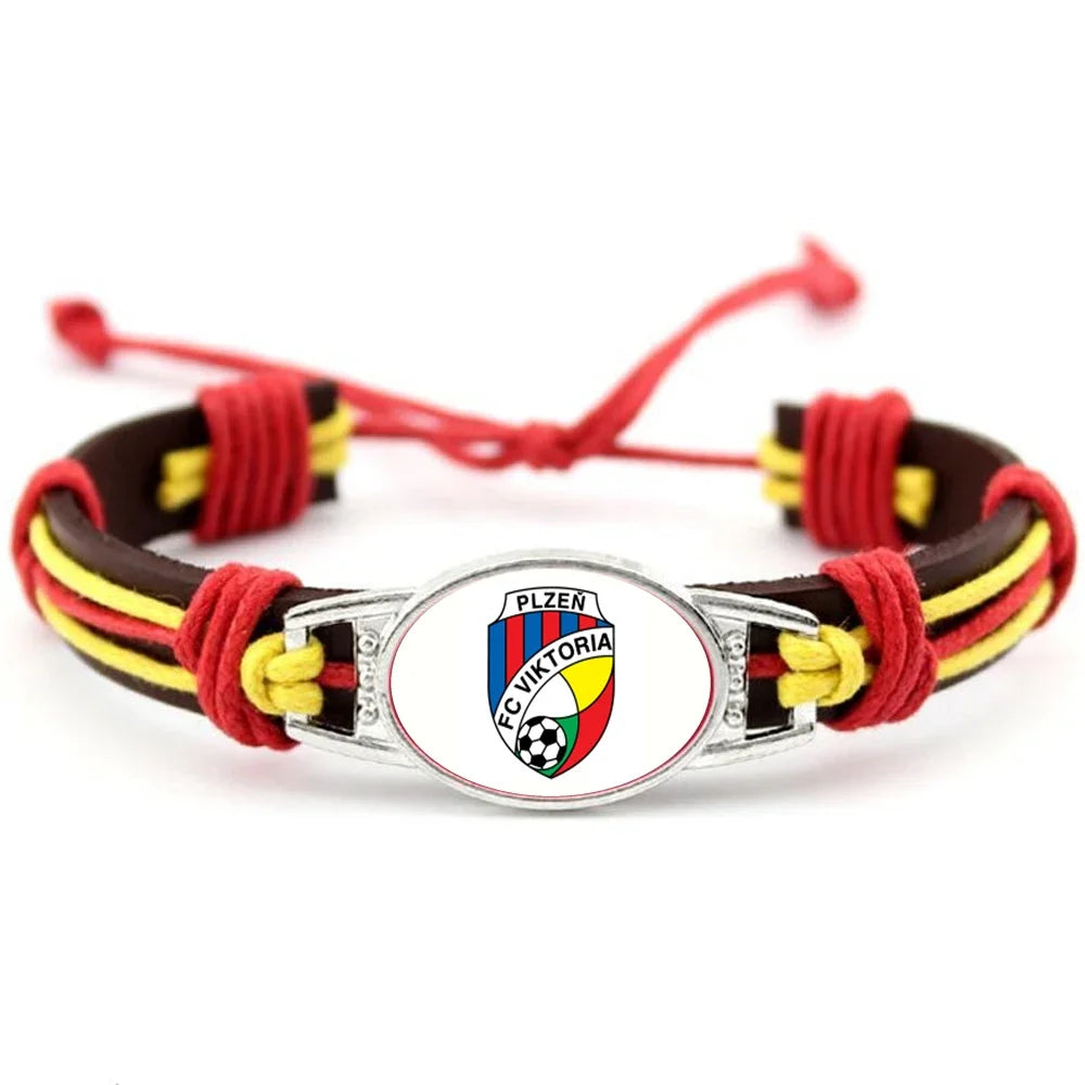 1PC Czech Republic  AC Sparta Praha Fotbal Charms Genuine Leather Bracelet Bangles Hand Braided Jewelry Dropshipping