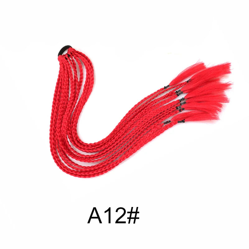 24Inch Synthetic Gradient  Colored Braided Ponytail Hair Extension Elastic Rubber Band Braiding Ponytail for Girl Women Viralgem Store