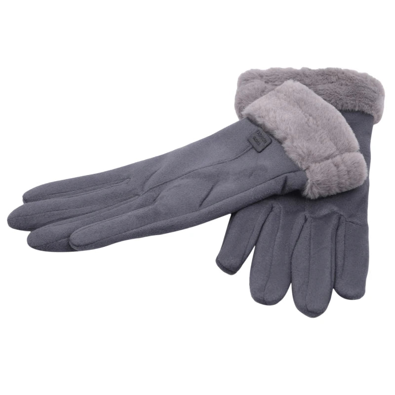Women Gloves Autumn Winter Fashion Thickening Cold-Proof Warm Mitts Full Finger Mittens Outdoor Female Gloves Touchable Screen