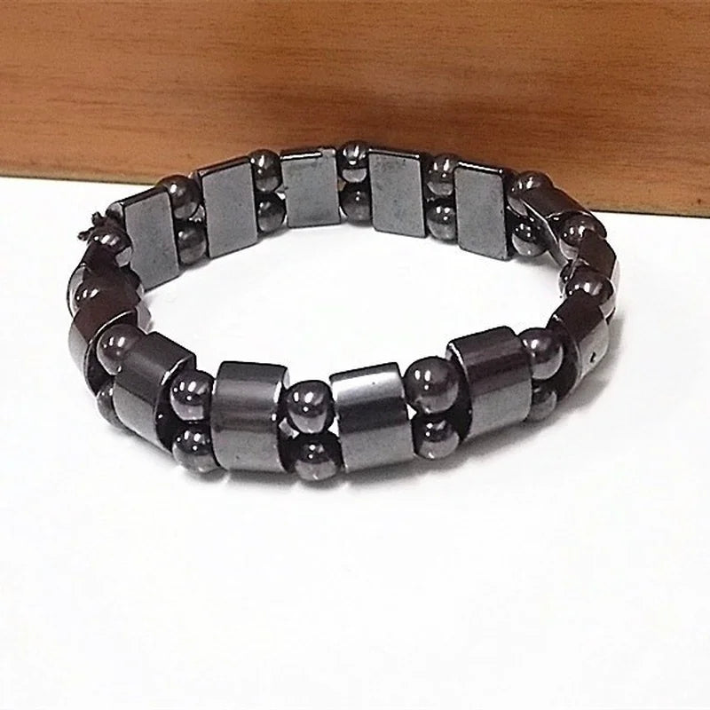 Weight Loss Magnetic Power Therapy Bracelet for Men Women W Shape Black Hematite Stone Beads Stretch Health Care Couple Jewelry