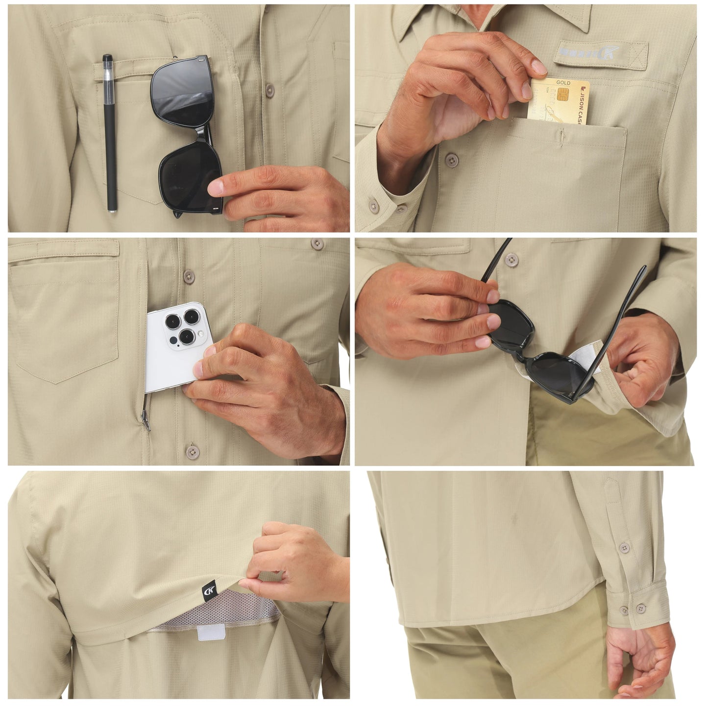 Summer Men's UPF 50+ Casual Long Sleeve Fishing Shirts, Lightweight Tactical Button Down Shirt with Breathable Back Mesh Viralgem Store